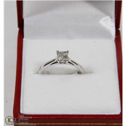 10K WHITE GOLD DIAMONG RING SIZE 6.5 W/COA