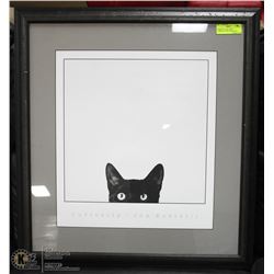 FRAMED CAT ART PRINT "CURIOSITY" BY JON BERTELL
