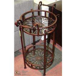 LARGE METAL PLANT STAND WITH DECORATIVE HANDLES
