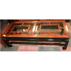 WOOD AND GLASS COFFEE TABLE