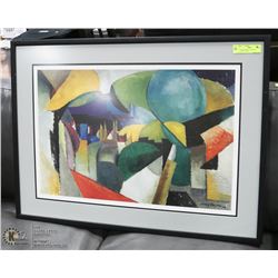 LARGE ABSTRACT PAINTING FRAMED 35"X26'