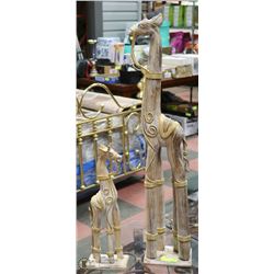 PAIR OF WOODEN GIRAFFES