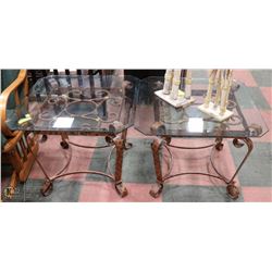 2 STEEL AND GLASS SHOWHOME END TABLES