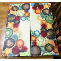 PAIR OF ABSTRACT CANVAS ART PANELS, 20 X 8 EACH
