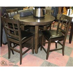 NEW BAR TABLE WITH 4 STOOLS 42"D X36"H