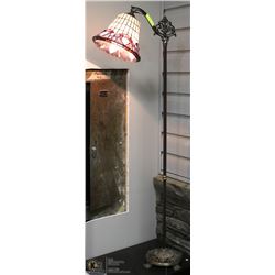 STAINED GLASS  STYLE BRIDGE LAMP WITH ORNATE METAL