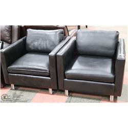 BLACK LEATHER CHAIR WITH SOLID CHROME LEGS