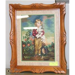 LITTLE BOY AND DOG NEEDLEPOINT