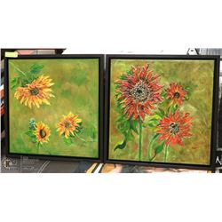 SET OF OIL ON CANVAS FLOWER PICTURES