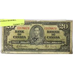 1937 CANADIAN $20.00 BILL.