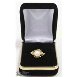 LADIES ESTATE RING WITH LARGE NATURAL PEARL &