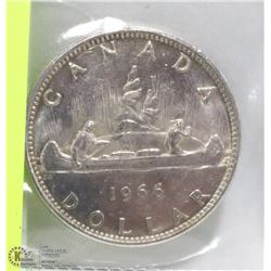 1966 CANADIAN SMALL BEAD SILVER DOLLAR.