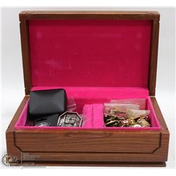 ESTATE SOLID WOOD BOX FULL OF