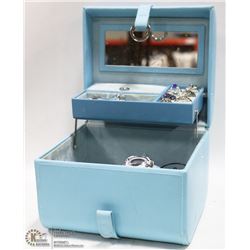 ESTATE GENUINE LEATHER JEWELLERY BOX WITH