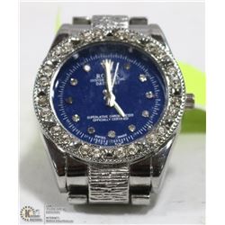 MENS ROLEX REPLICA WITH SILVER  STRAP &  BLUE FACE