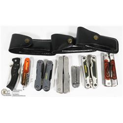 FLAT WITH MANY MULTI TOOLS, INCL MASTERCRAFT,