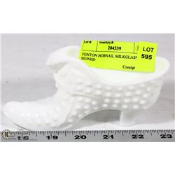 FENTON HOBNAIL MILKGLASS SHOE SIGNED