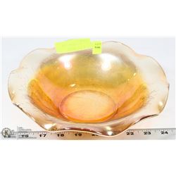 FLORAL PATTERN FLUTED DEPRESSION GLASS BOWL