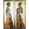 Image 1 : PAIR OF ABORIGINAL WOMEN CANVAS ART PANELS