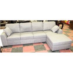 NEW GREY FABRIC SECTIONAL W/ACCENT CUSHIONS