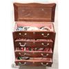 Image 1 : LARGE BROWN JEWELRY BOX W ESTATE JEWELRY INCL