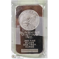 SUNSHINE .999 SILVER 1 TROY OUNCE BAR.