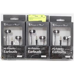 3 SETS OF SILVER HI-FIDELITY EARBUDS