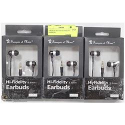 3 SETS OF SILVER HI-FIDELITY EARBUDS