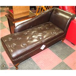 NEW BROWN LEATHERETTE CHAISE LOUNGE WITH STORAGE