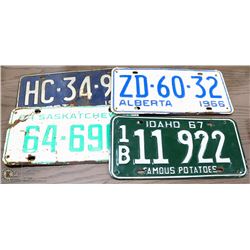 LOT OF 4 VINTAGE LICENSE PLATES INCL IDAHO 1967.