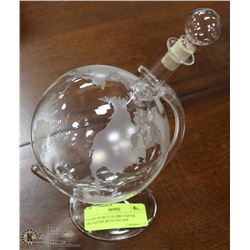 GLASS WORLD GLOBE LIQUOR DECANTER WITH HOLDER