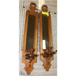 PAIR OF MAPLE WALL CANDLE HOLDER MIRRORS