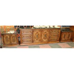 MARBLE STYLE TOP DRESSER AND 2 NIGHT STANDS