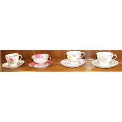4 ASSORTED ENGLISH CUPS W/SAUCERS