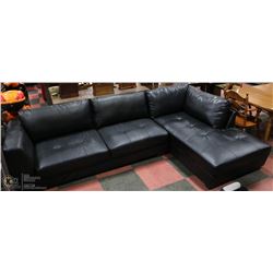 BLACK LEATHERETTE SECTIONAL (AS IS)