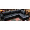 Image 1 : BLACK LEATHERETTE SECTIONAL (AS IS)