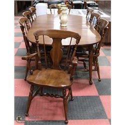 ESTATE VILAS SOLID MAPLE DINING TABLE W/ 8 CHAIRS