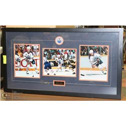 36"X20" FRAMED MATTED OILERS PICTURES.