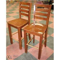 2 WOOD BAR HIGH BACK CHAIRS