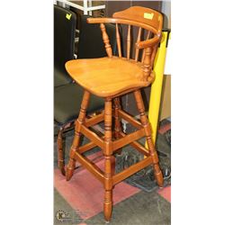 ESTATE  ROXTON WOODEN HIGH BACK SWIVEL BAR STOOL