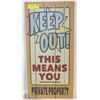 Image 1 : KEEP OUT SIGN 12"X24"