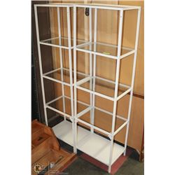 SET OF 2 WHITE METAL SHELVING UNITS