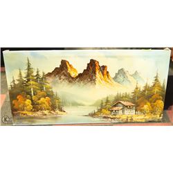 48"X24" OIL PAINTING ROCKY MOUNTAINS.