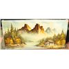 Image 1 : 48"X24" OIL PAINTING ROCKY MOUNTAINS.