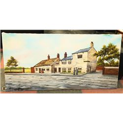 48"X24" OIL PAINTING VICTORIAN VILLAGE.