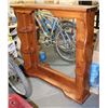 Image 1 : VINTAGE SOLID WOOD MIRROR W/ SHELVES 44” X 40”