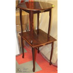 2 CHERRY WOOD COLORED END TABLES