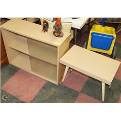 2 VINTAGE 2-TIER SIDE TABLES, SIDE TABLE & 2 SHELF