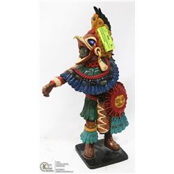 HANDPAINTED HANDMADE AZTEC WARRIOR SCULPTURE