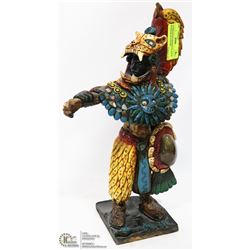 HANDPAINTED HANDMADE AZTEC WARRIOR SCULPTURE